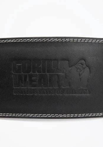 Gorilla Wear 6 Inch Padded Leather Lifting Belt - Schwarz/Schwarz