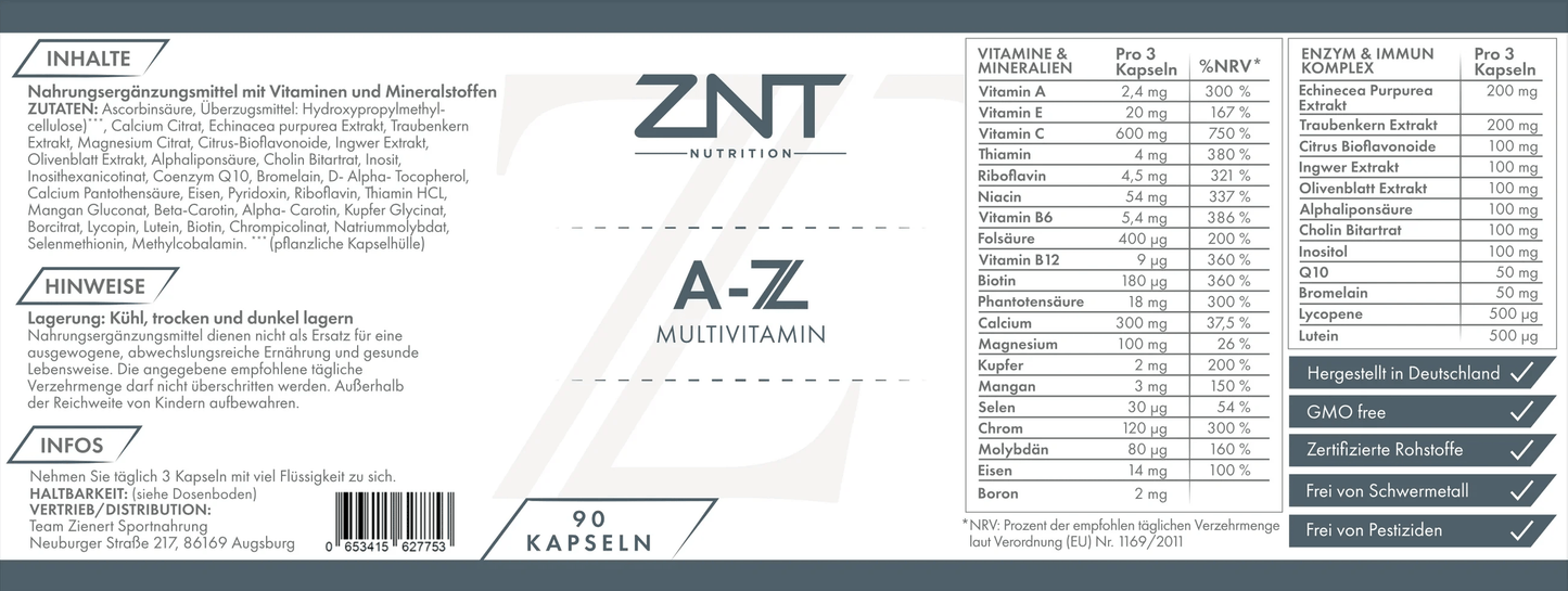 ZNT Nutrition A-Z 90 Kapseln