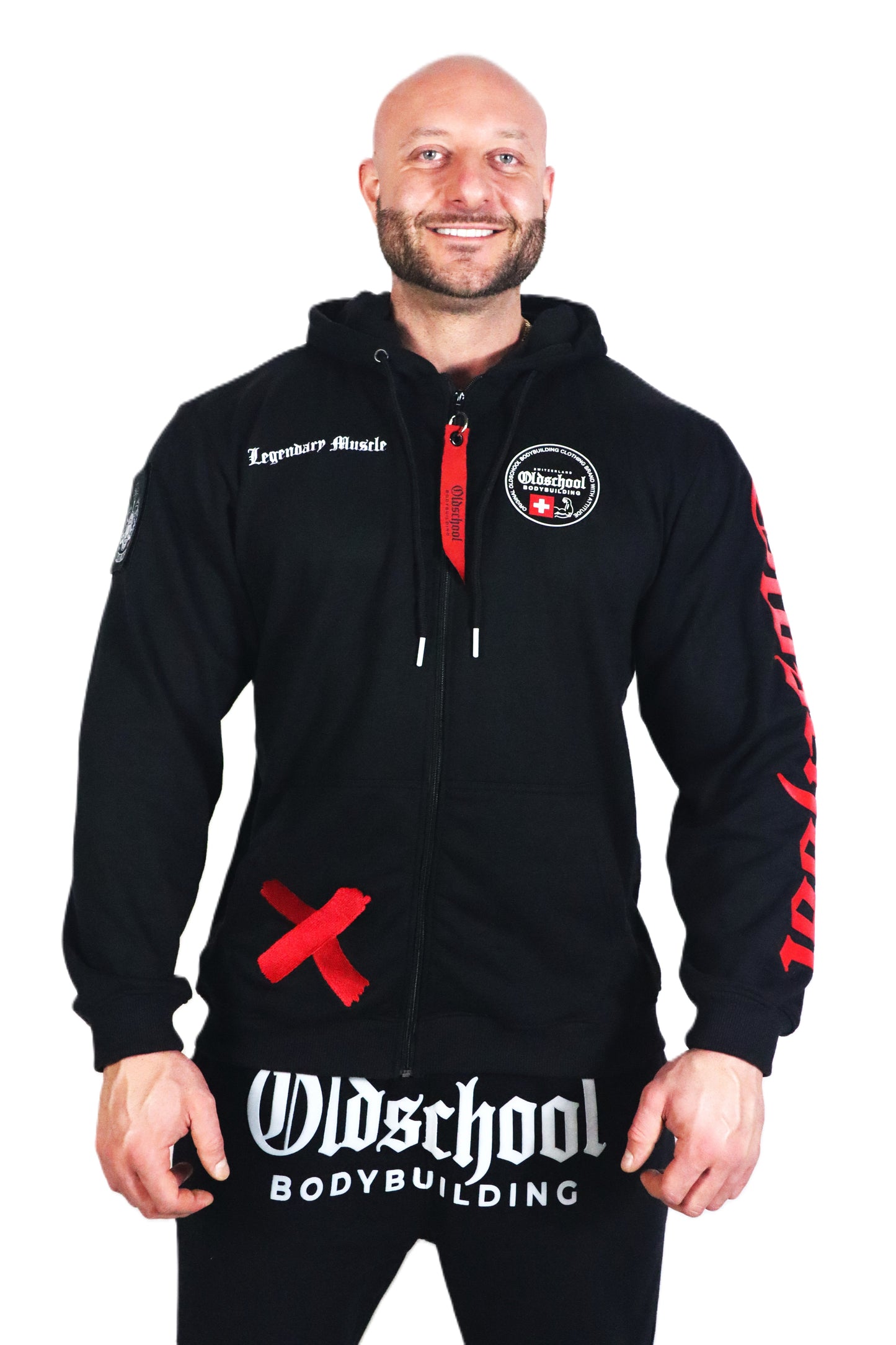 LEGACY BADGES ZIPPED HOODIE SCHWARZ/ROT
