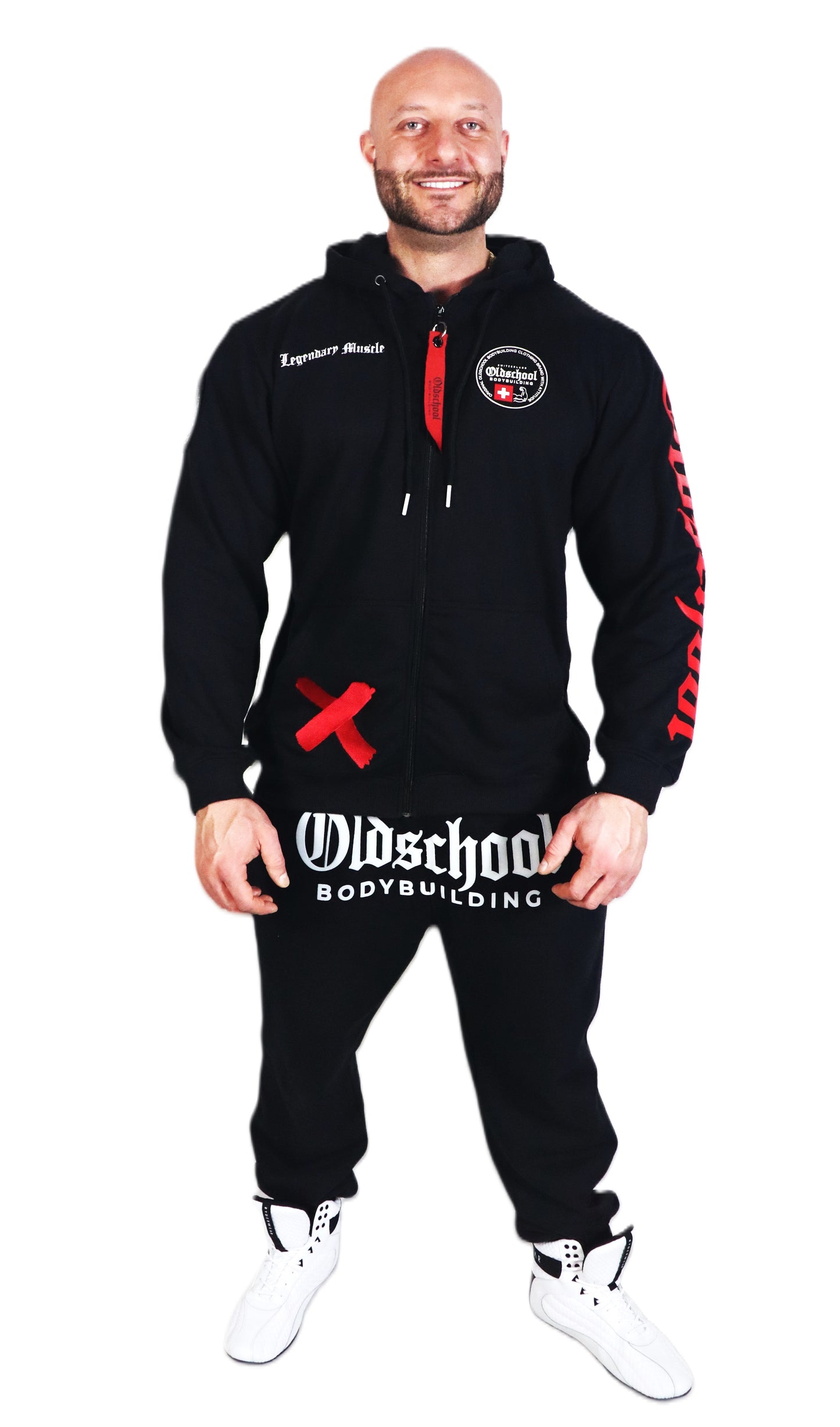 LEGACY BADGES ZIPPED HOODIE SCHWARZ/ROT
