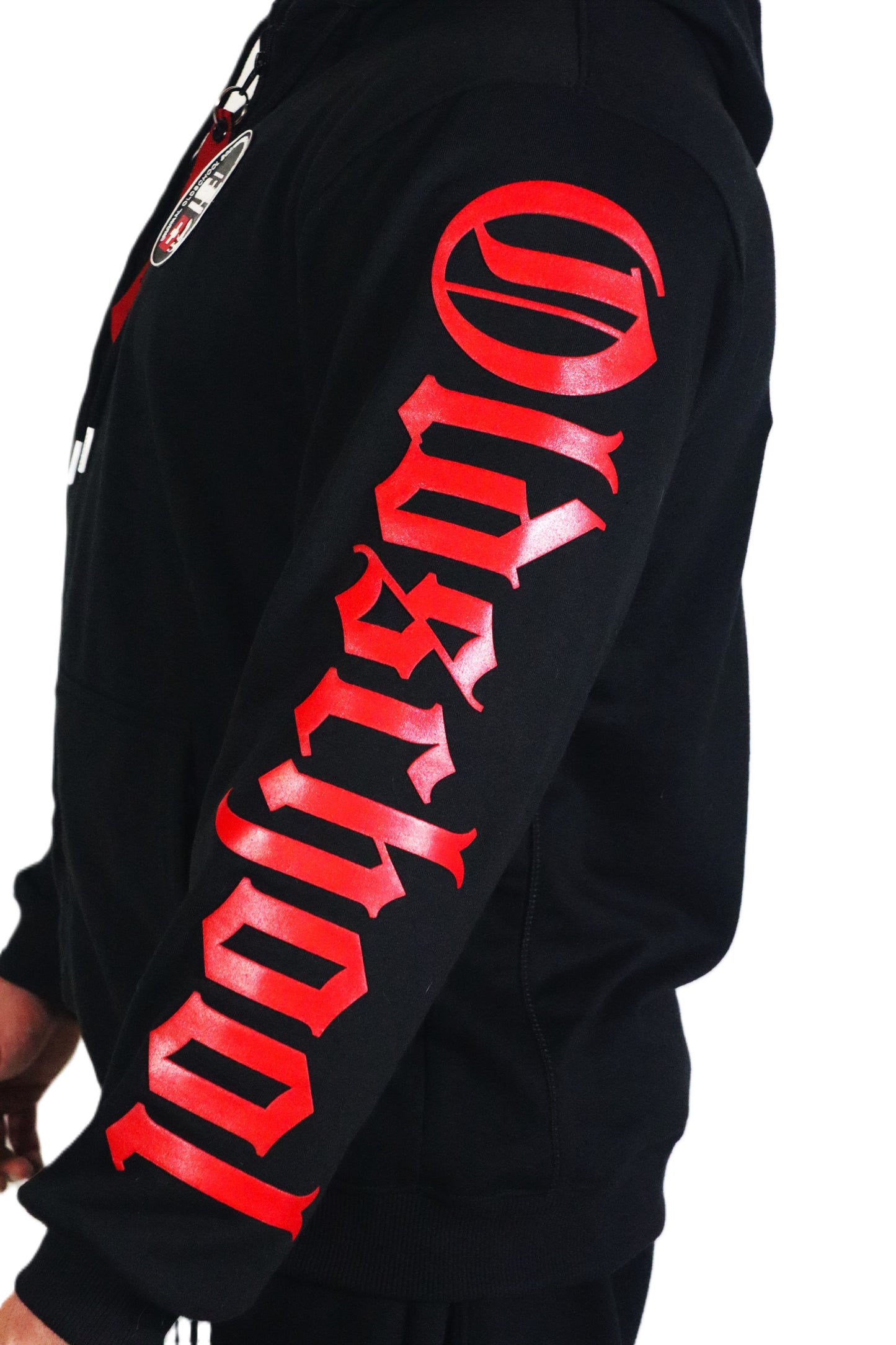 LEGACY BADGES ZIPPED HOODIE SCHWARZ/ROT