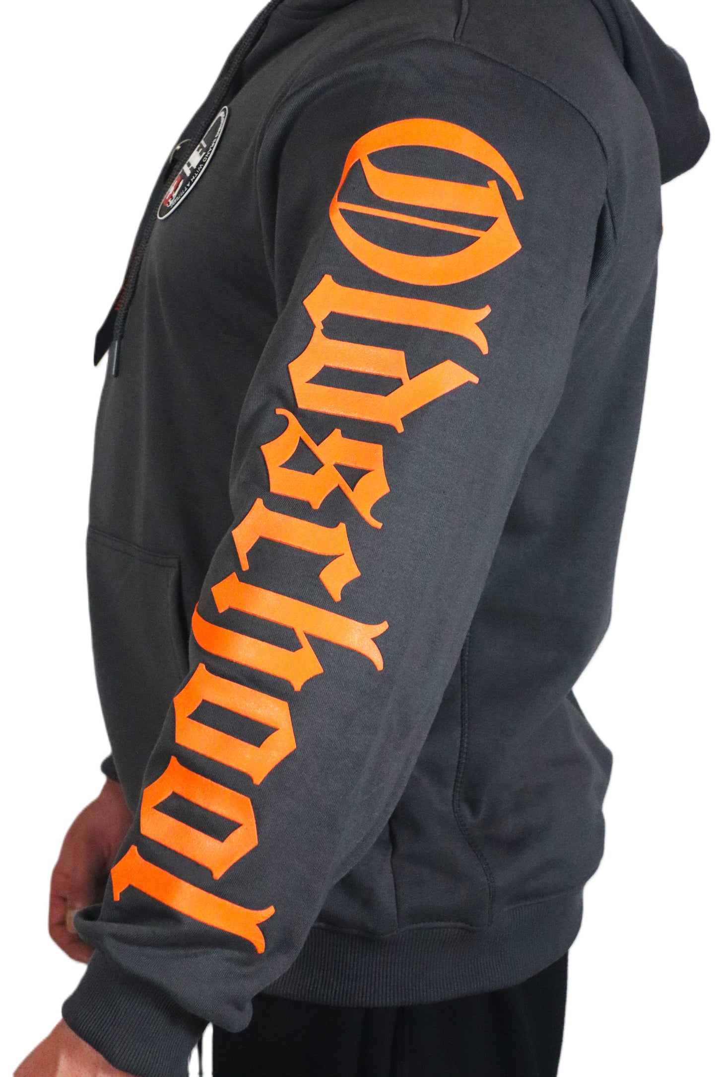LEGACY BADGES ZIPPED HOODIE GRAU/ORANGE
