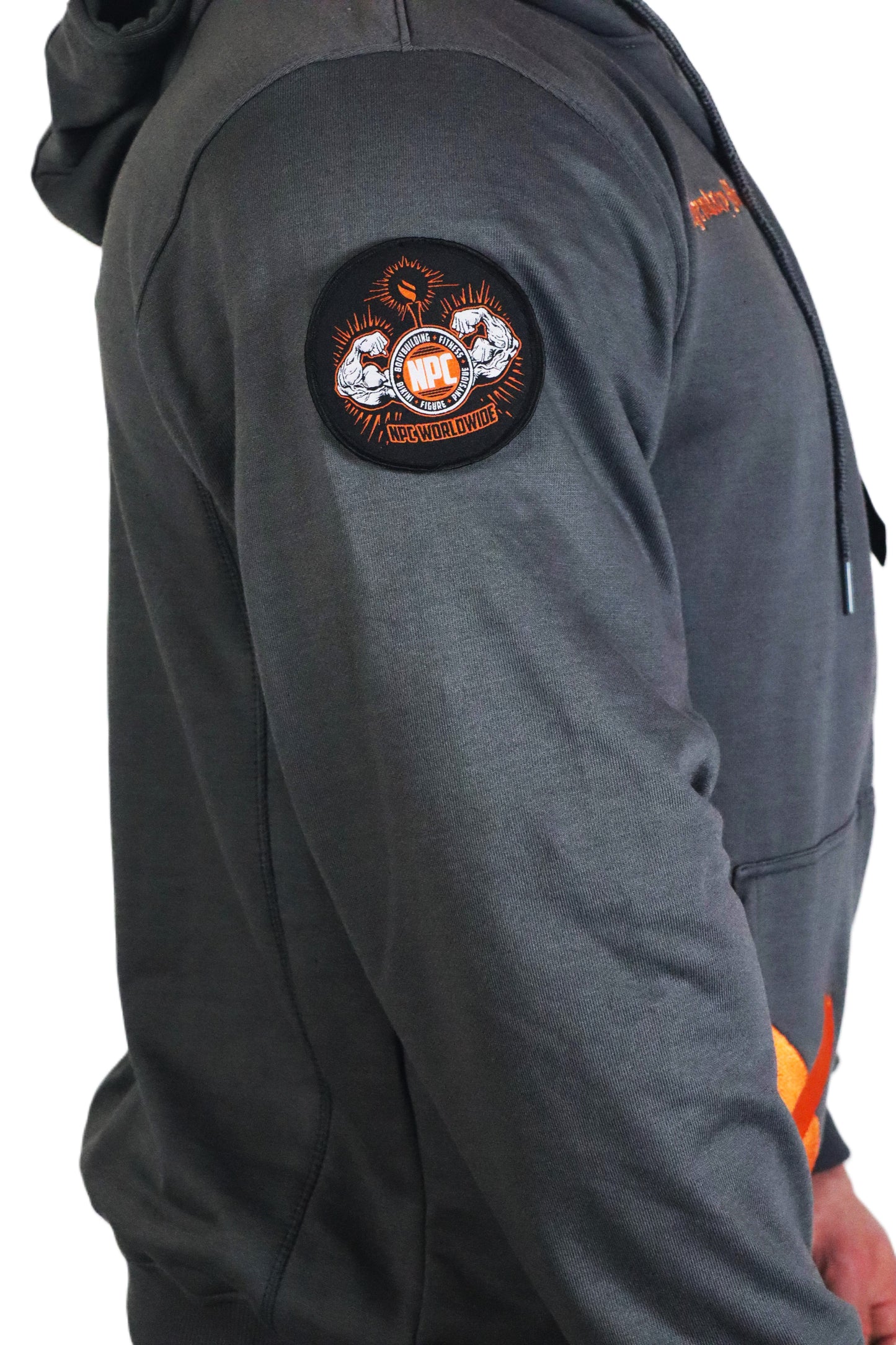 LEGACY BADGES ZIPPED HOODIE GRAU/ORANGE