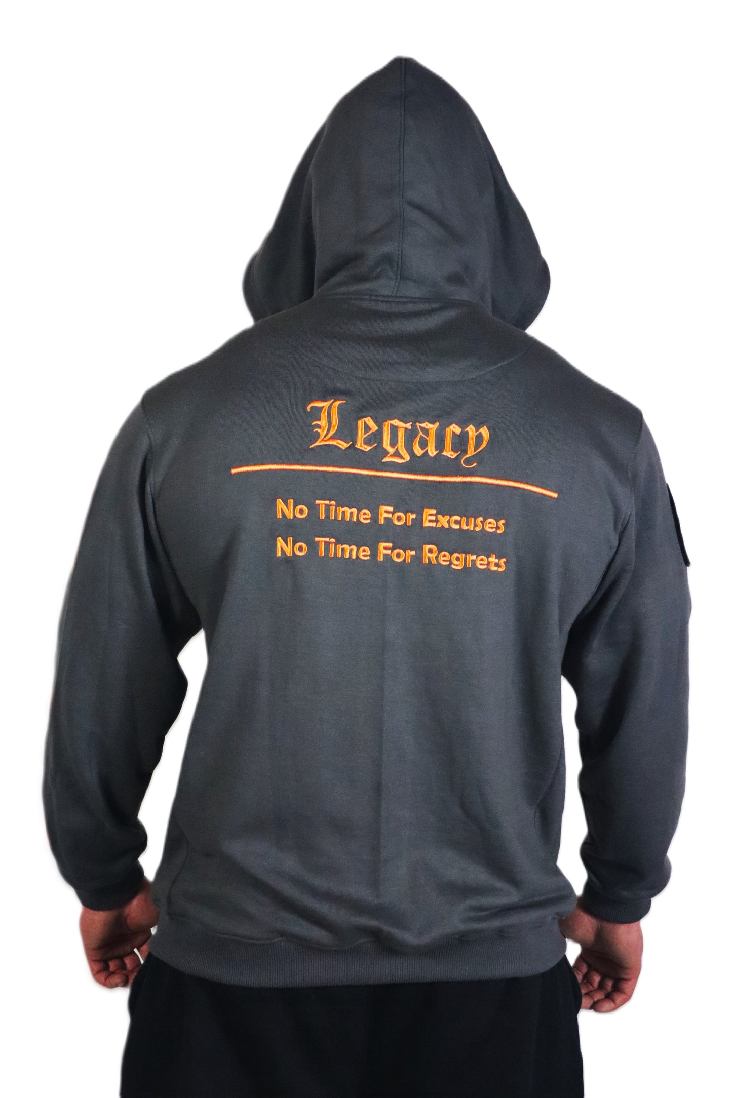 LEGACY BADGES ZIPPED HOODIE GRAU/ORANGE