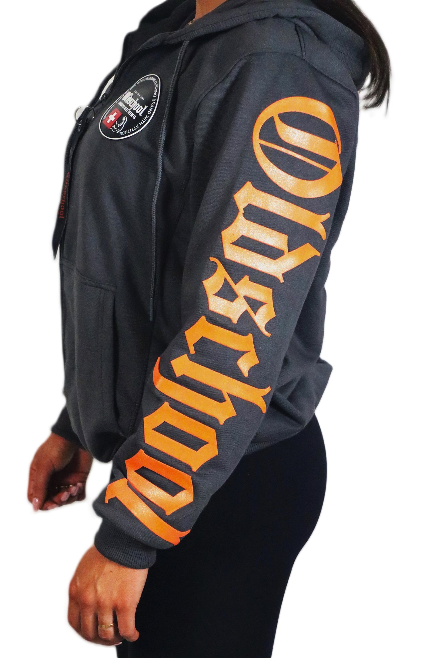 LEGACY BADGES ZIPPED HOODIE GRAU/ORANGE