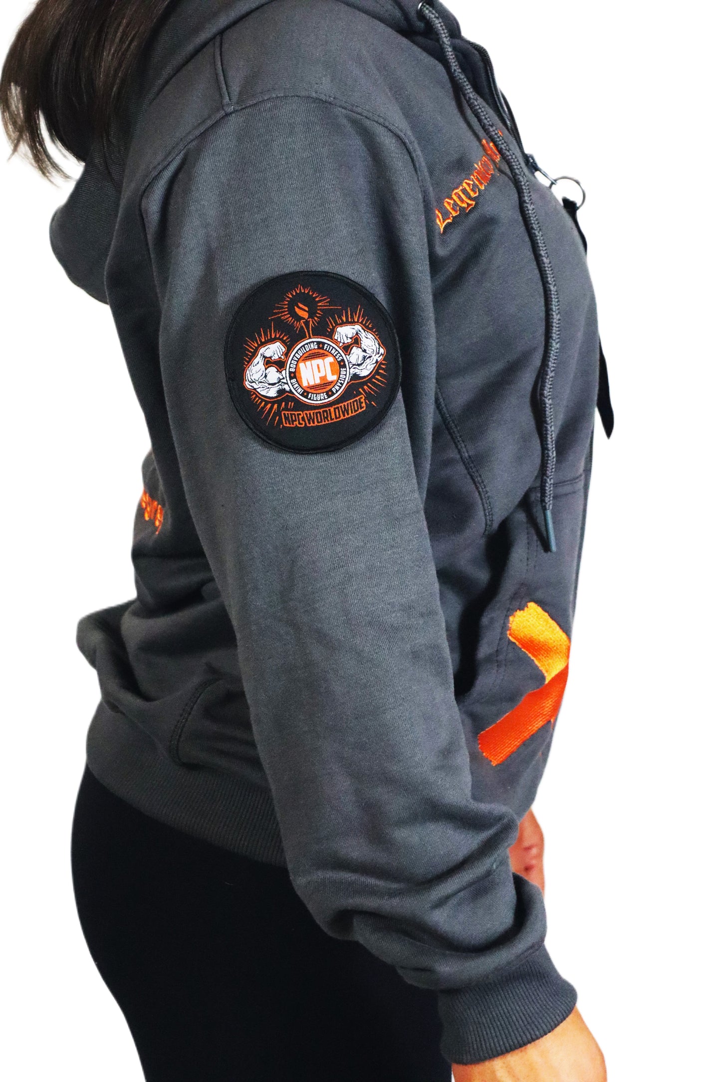 LEGACY BADGES ZIPPED HOODIE GRAU/ORANGE