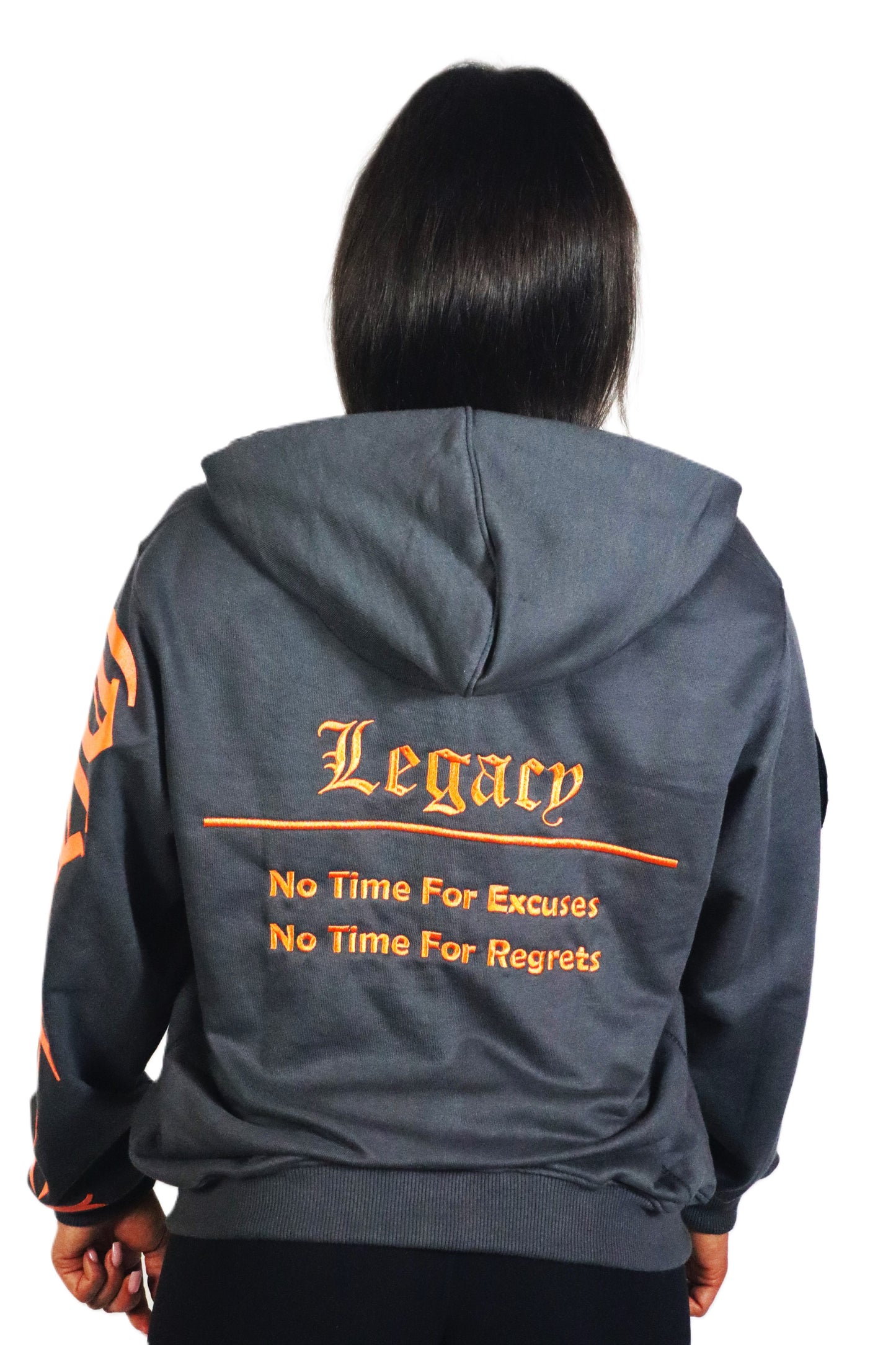 LEGACY BADGES ZIPPED HOODIE GRAU/ORANGE