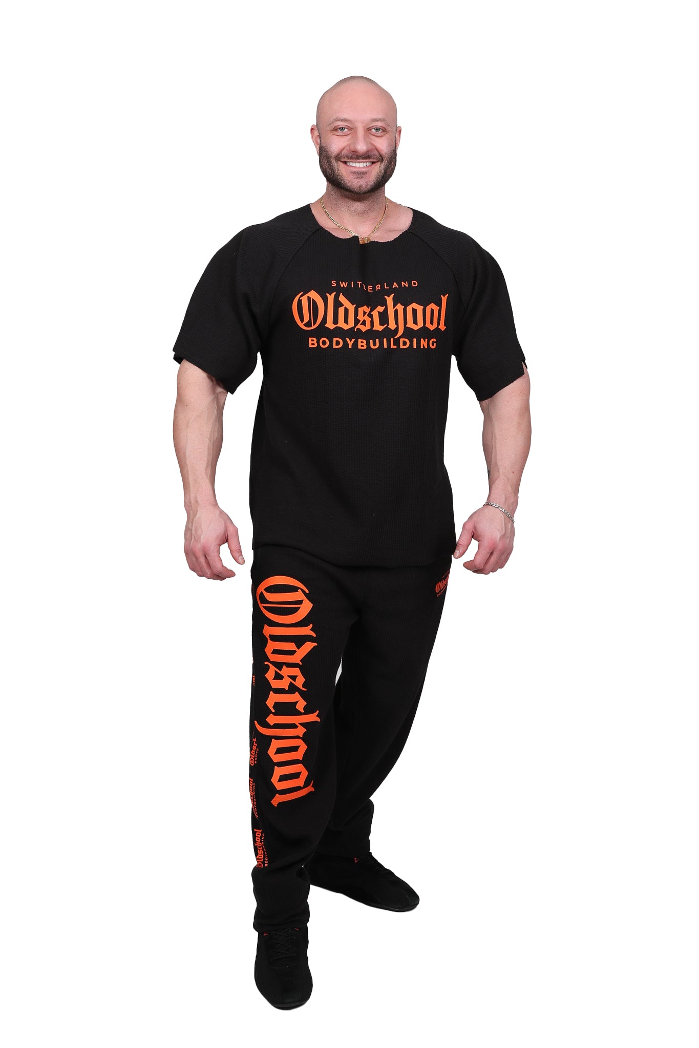 Oldschool Bodybuilding Hardcore Pants Schwarz/Orange