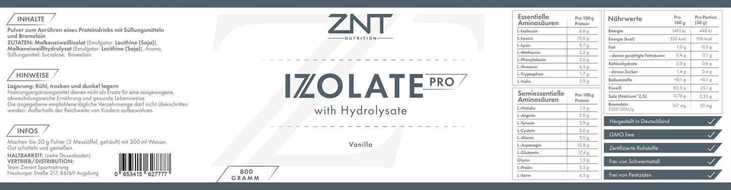 ZNT Nutrition Izolate Pro 800g