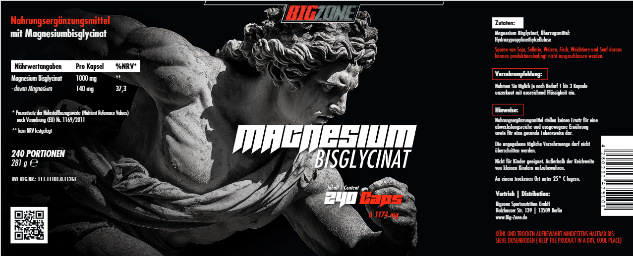 Big Zone Magnesium Bisglycinat (240 Kapseln)