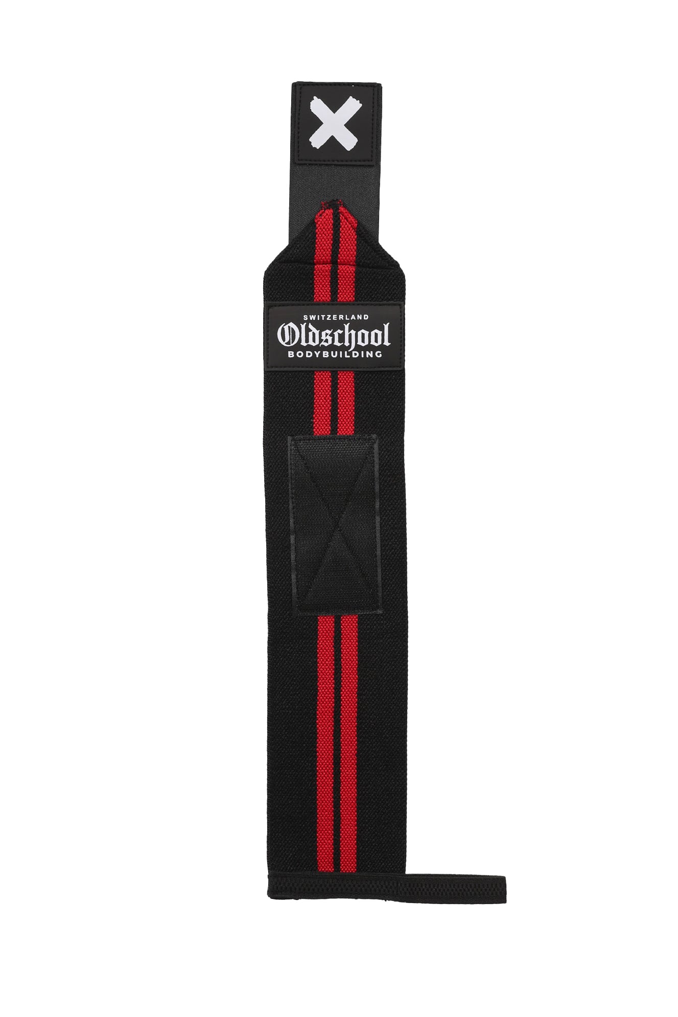 OLDSCHOOL BODYBUILDING HANDGELENK BANDAGEN SCHWARZ ROT