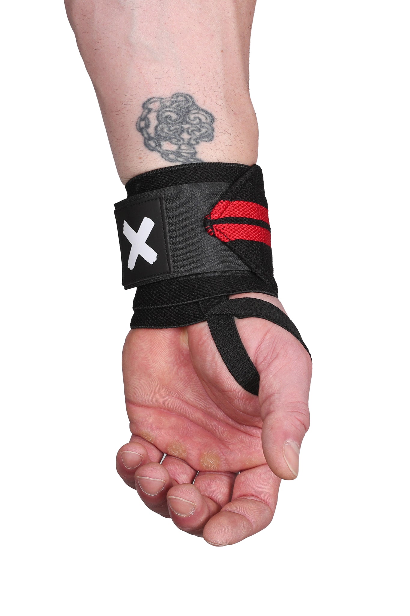 OLDSCHOOL BODYBUILDING HANDGELENK BANDAGEN SCHWARZ ROT