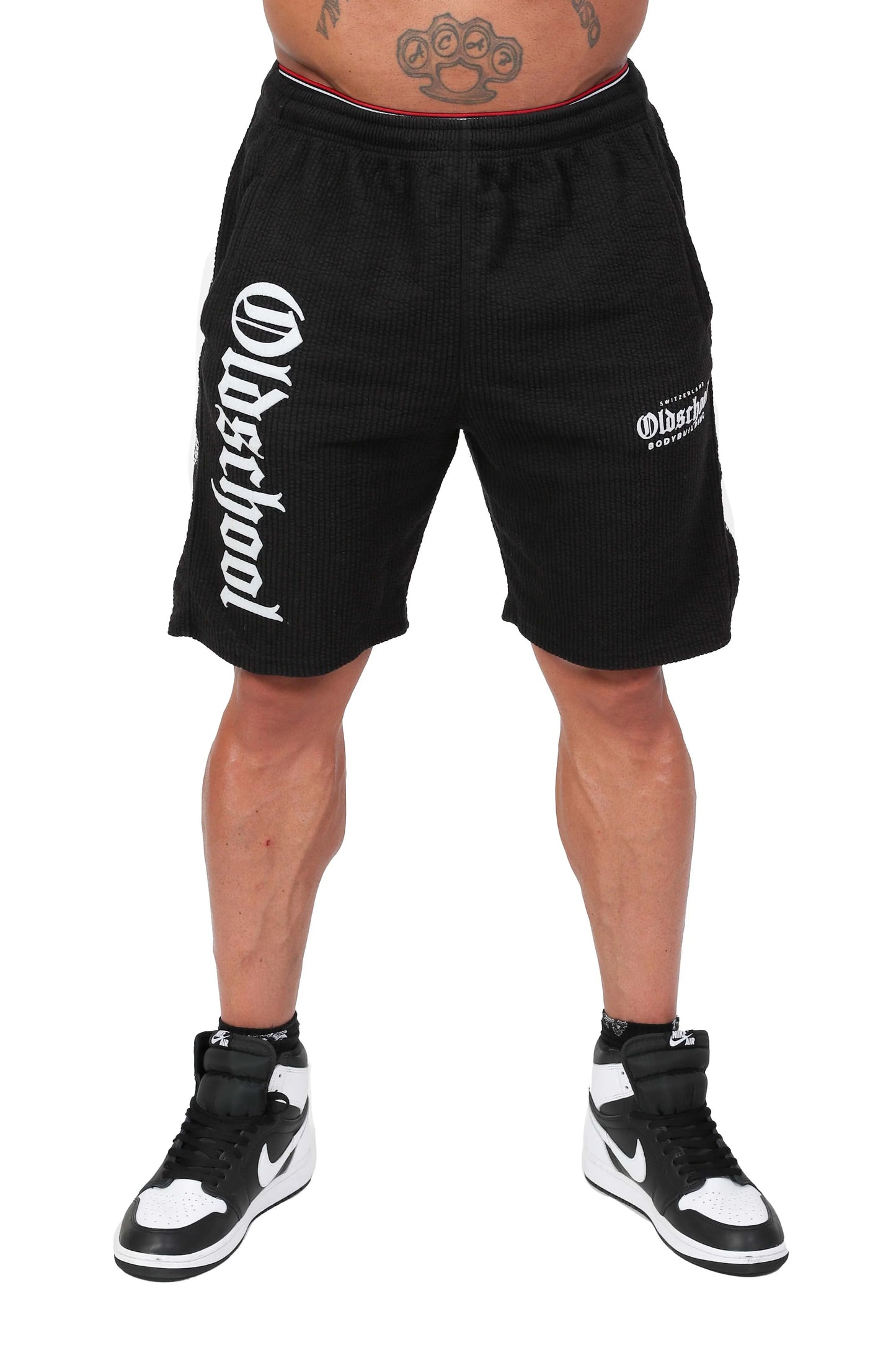OLDSCHOOLBODYBUILDING RIPPED SHORTS SCHWARZ/WEISS