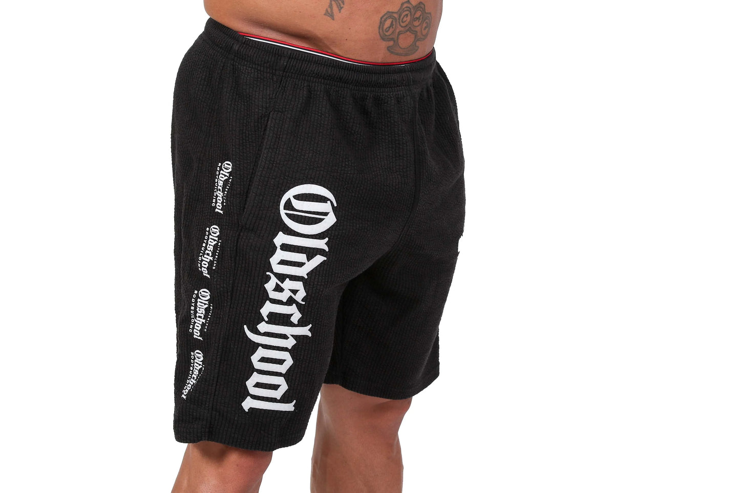 OLDSCHOOLBODYBUILDING RIPPED SHORTS SCHWARZ/WEISS