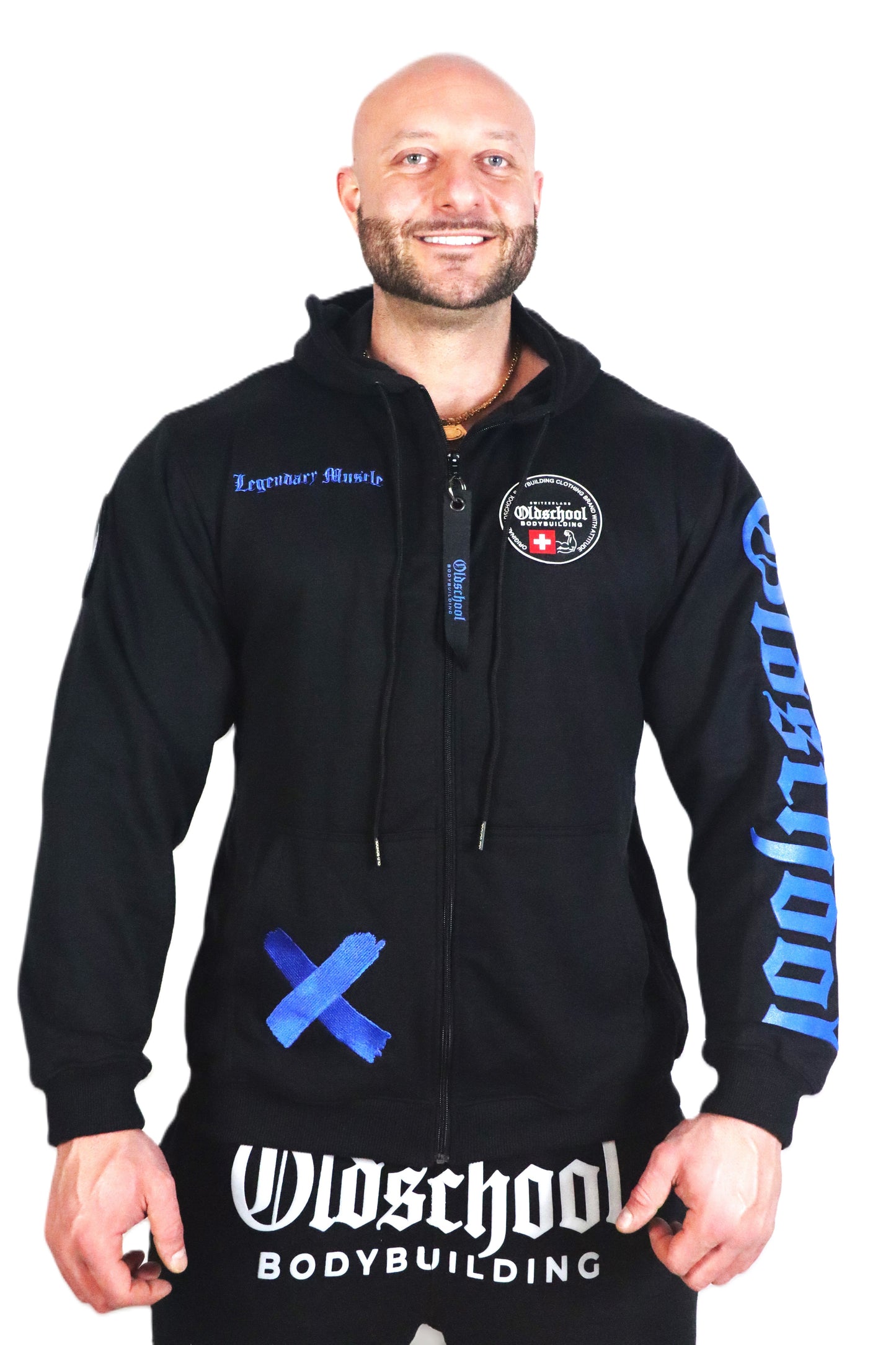 LEGACY BADGES ZIPPED HOODIE SCHWARZ/BLAU