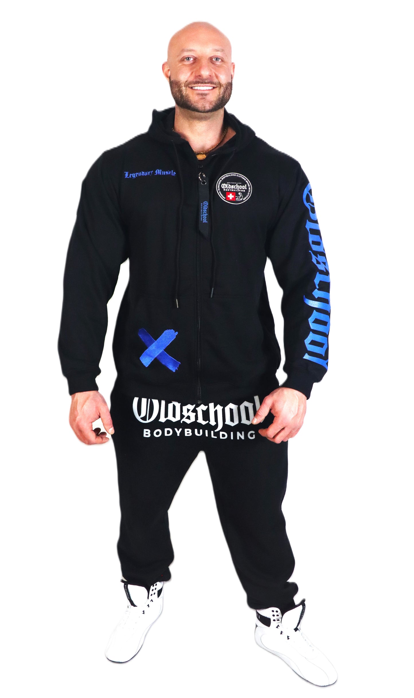 LEGACY BADGES ZIPPED HOODIE SCHWARZ/BLAU