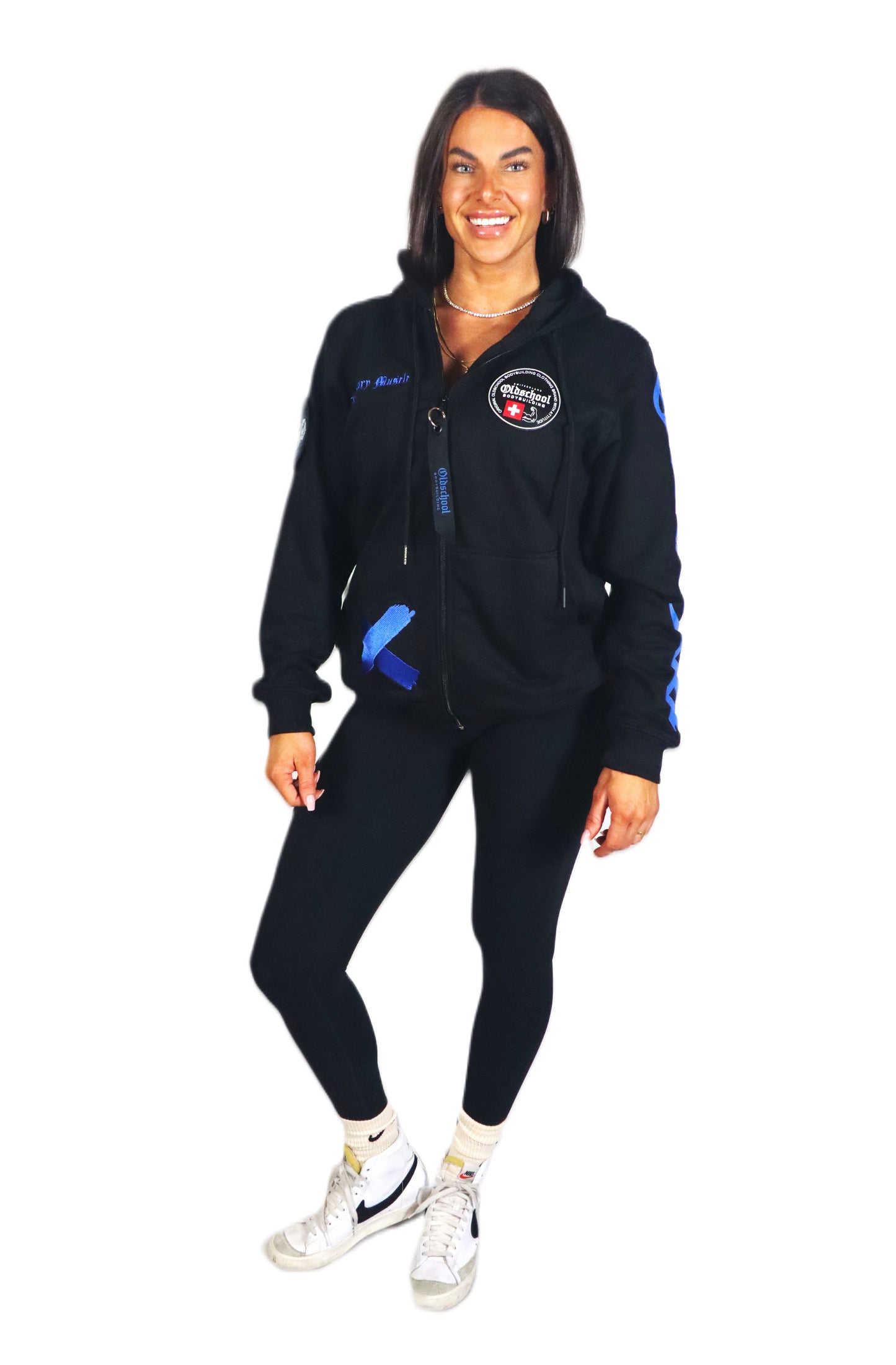 LEGACY BADGES ZIPPED HOODIE SCHWARZ/BLAU