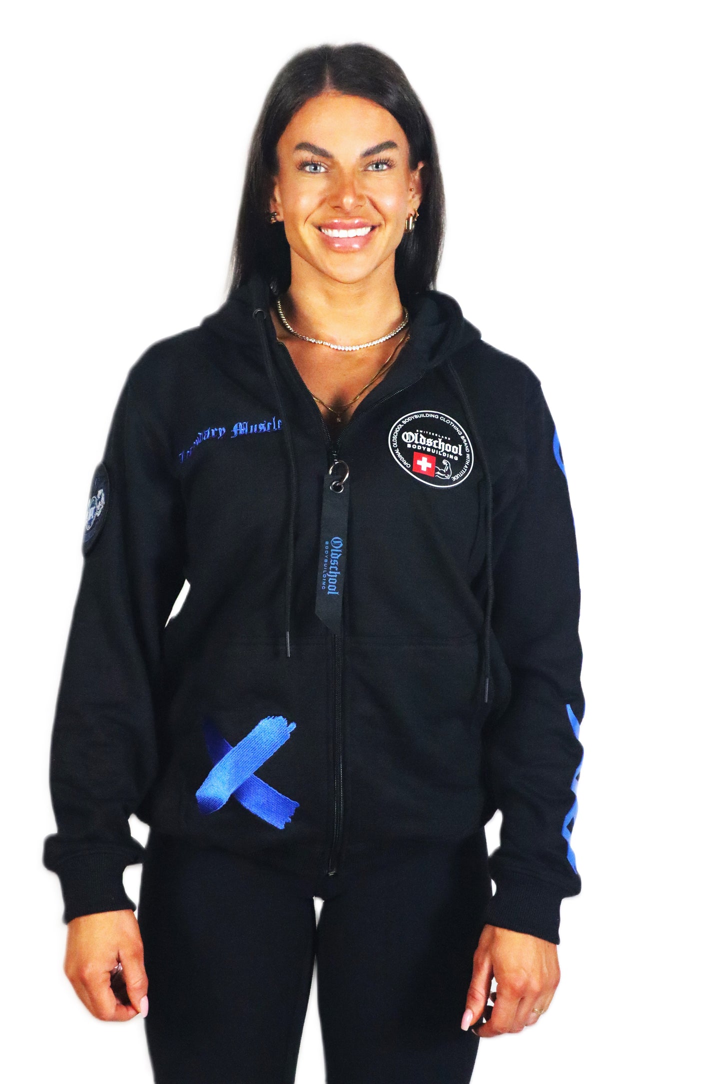 LEGACY BADGES ZIPPED HOODIE SCHWARZ/BLAU