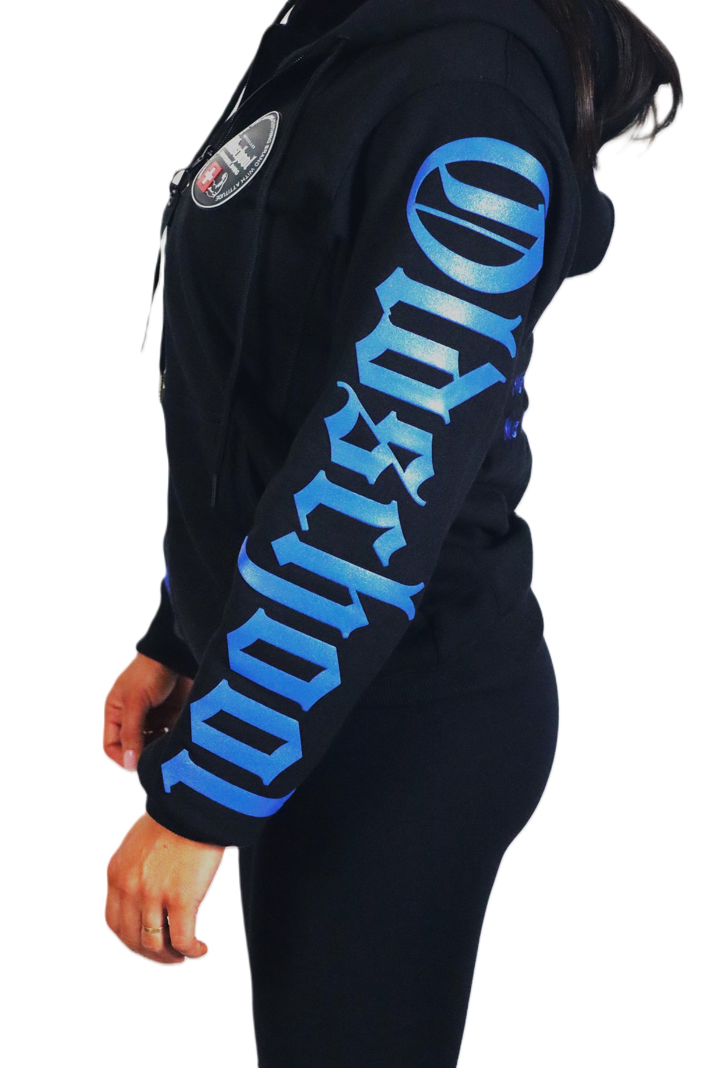 LEGACY BADGES ZIPPED HOODIE SCHWARZ/BLAU
