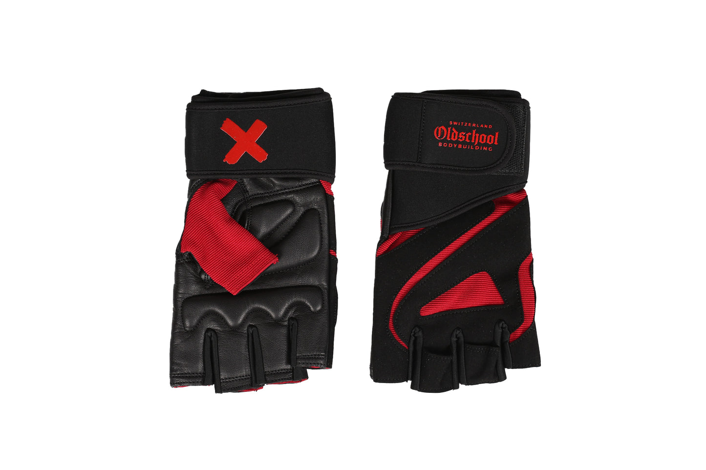 OLDSCHOOL BODYBUILDING PRO GLOVES SCHWARZ ROT