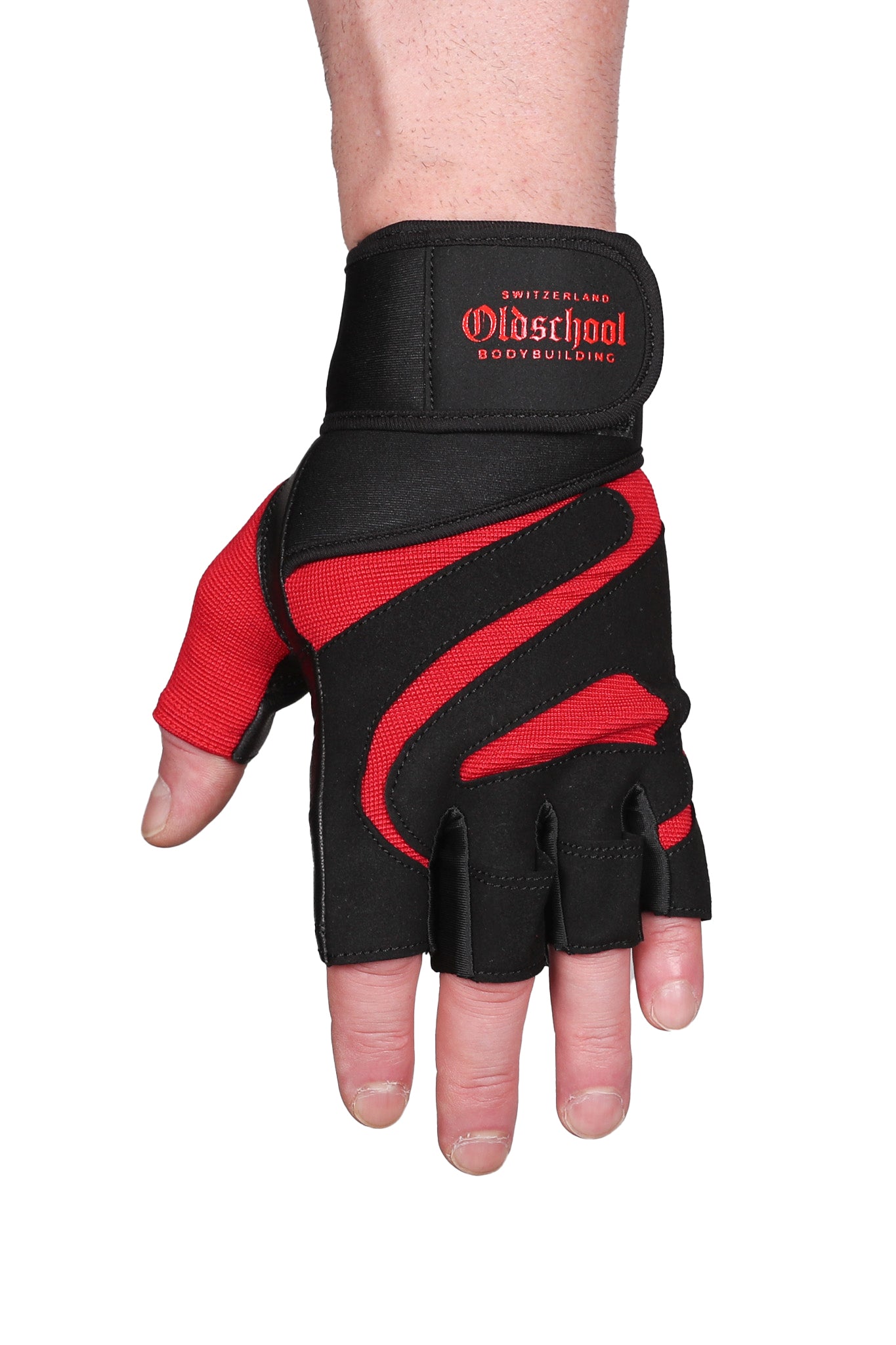 OLDSCHOOL BODYBUILDING PRO GLOVES SCHWARZ ROT