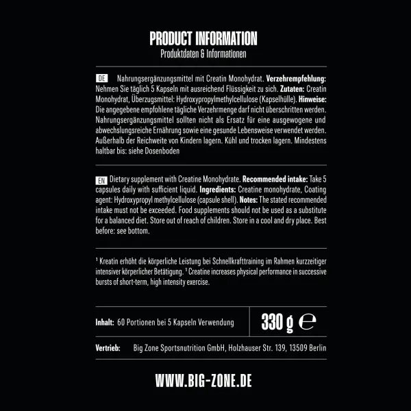 Big Zone Creatin Kapseln 60 Portionen