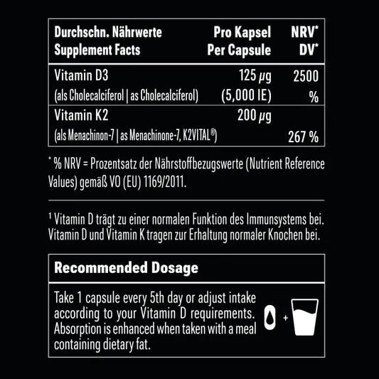 Big Zone Vitamin D3 + K2 Liquid Caps (90 Kapseln)