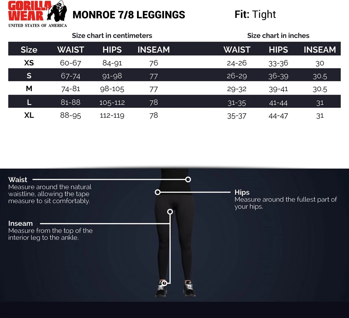 Monroe 7/8 Leggings - Schwarz