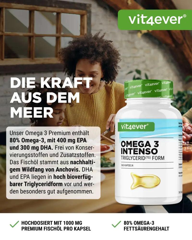 Omega 3 Intenso Fischöl - 365 Softgel-Kapseln